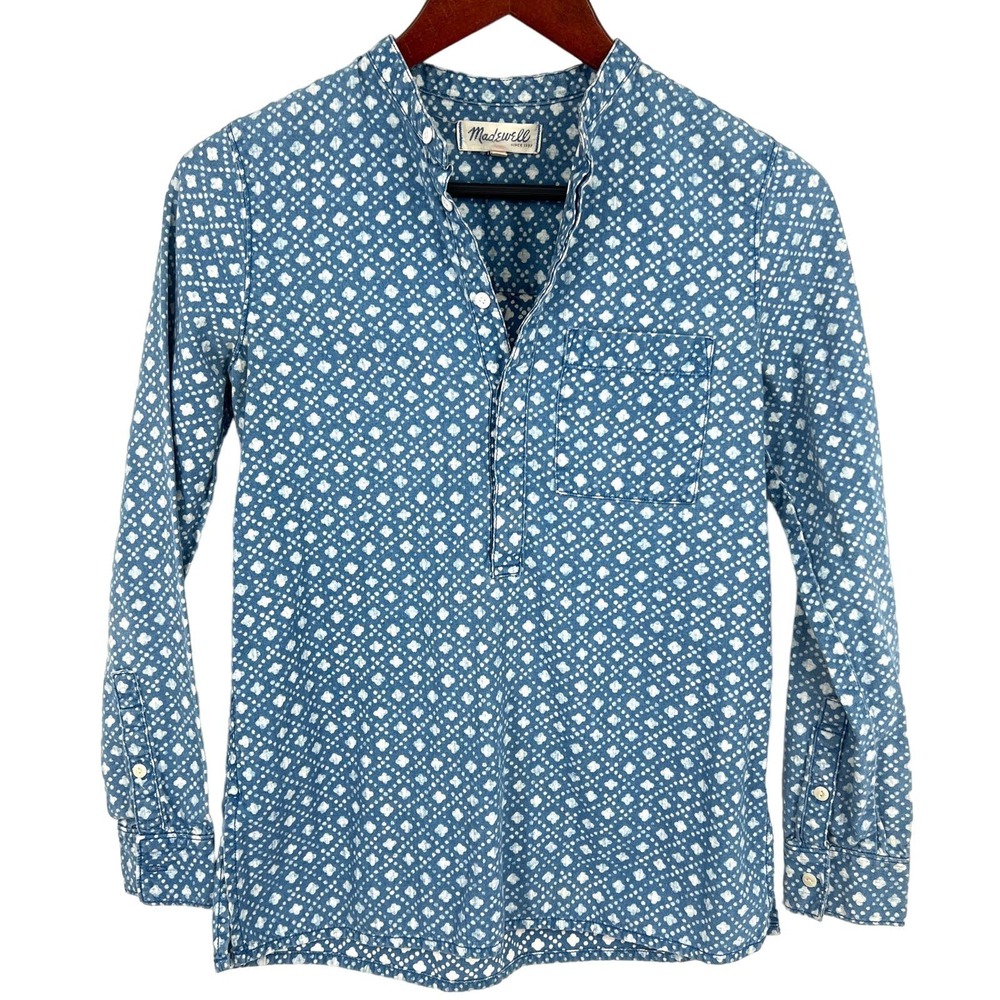 Madewell Size XS Extra Small Blue Blouse Shirt Top Button Summer Fall Winter